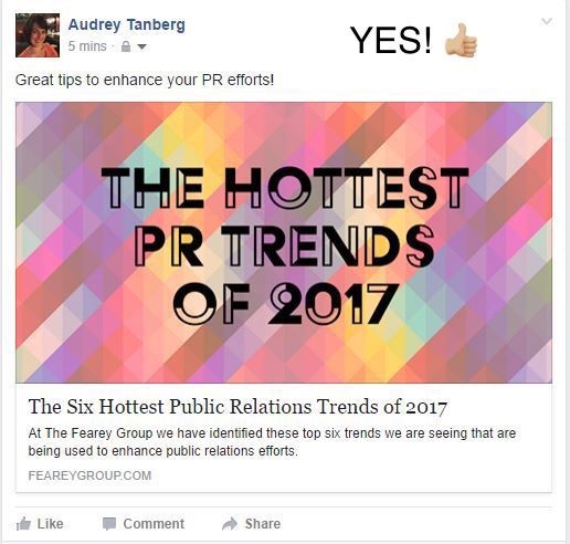 Example of the correct use of links on Facebook